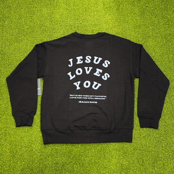 Jesus Loves You Youth Crewneck - Black